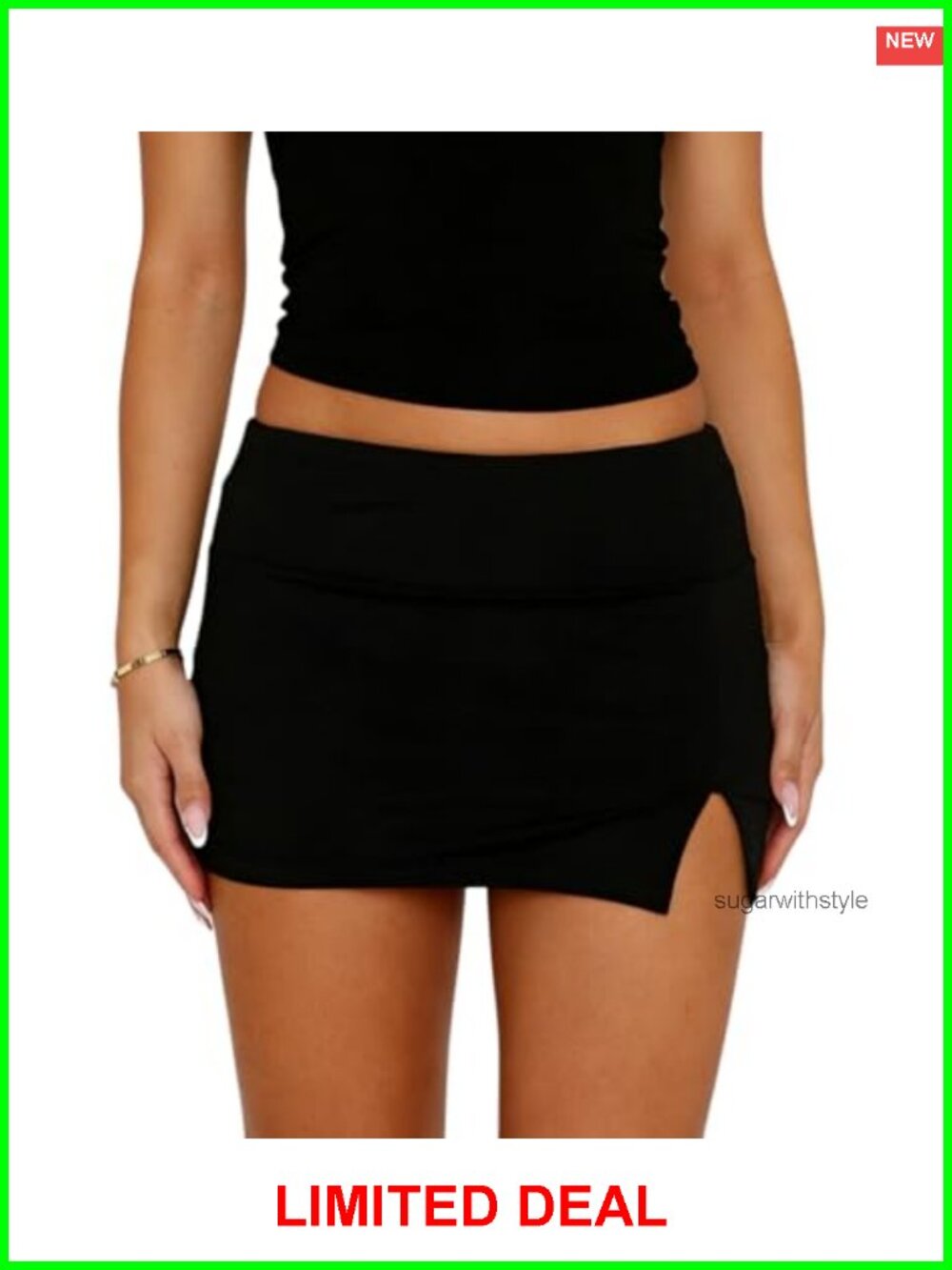 Women Mini Skort Built in Shorts Mid Waist Front Split Stretch Jersey